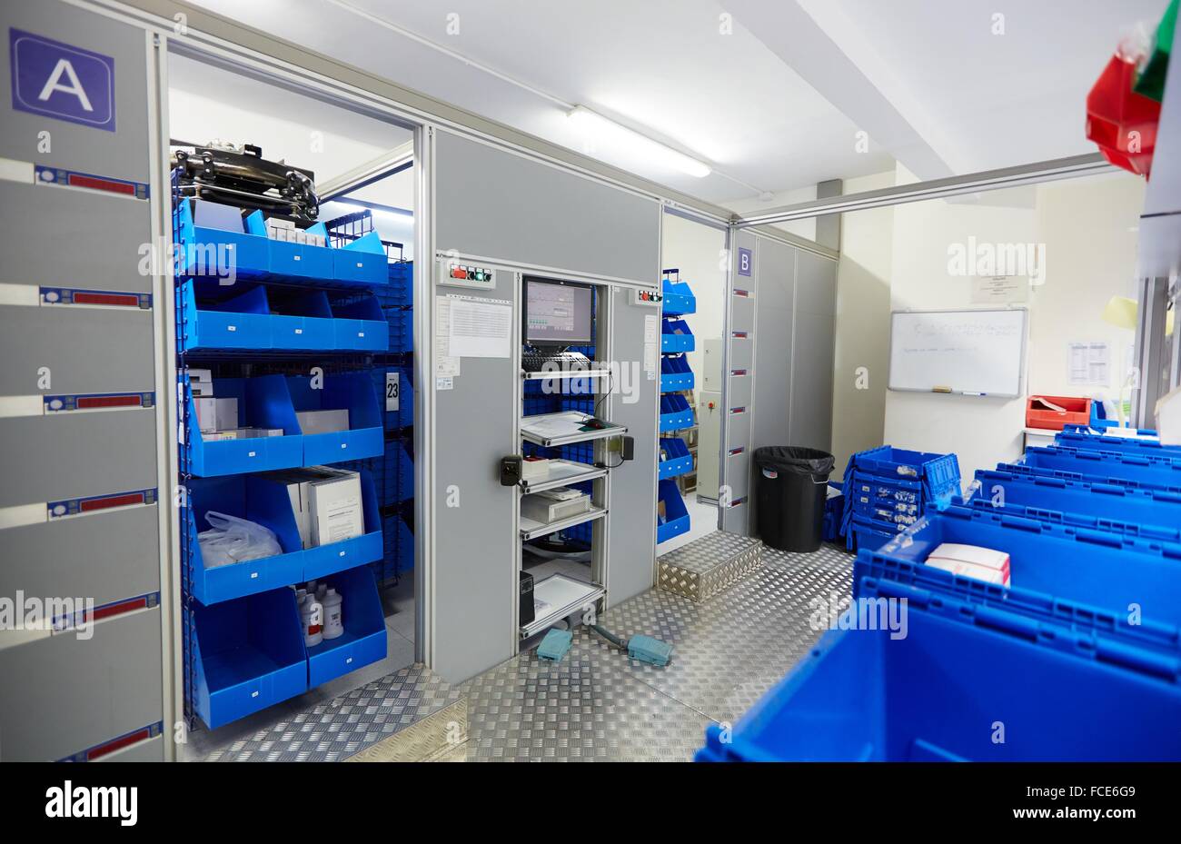 Preparation of drugs, Chaotic storage, Pharmacy, Hospital Donostia, San Sebastian, Gipuzkoa, Basque Country, Spain Stock Photo