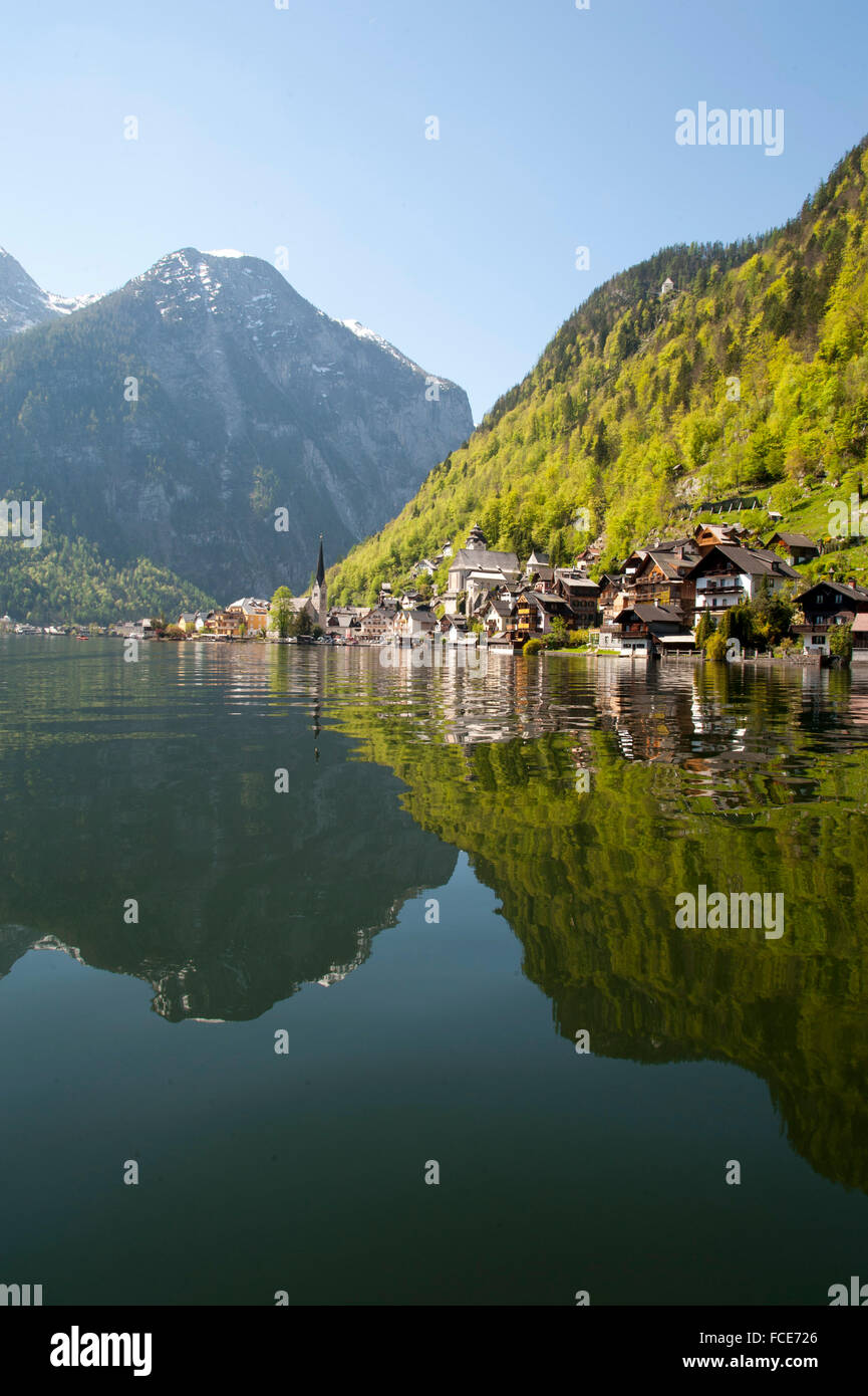 Hallstatt at Lake Hallstatt, Austria Alps Stock Photo