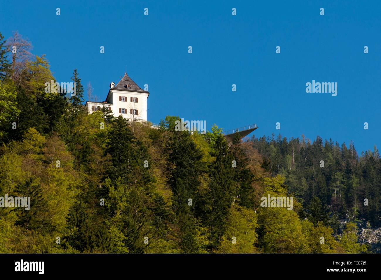 The Rudolfsturm at the entrance of the Hallstatt salt mountain high valley, Austria Stock Photo