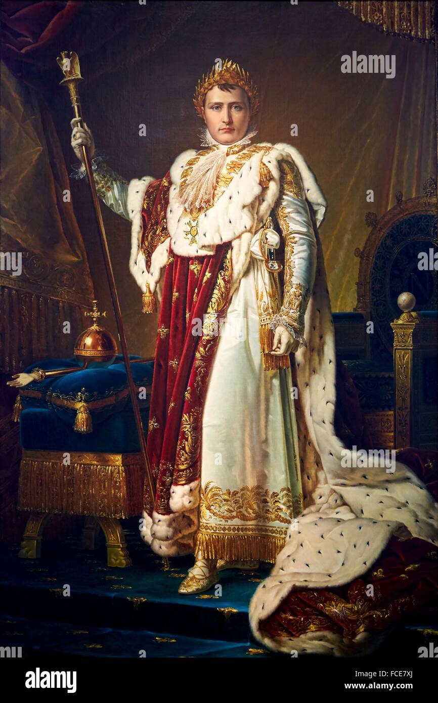Napoleon I Emperor of the French in coronation regalia, Francois Gerard, 1810, Deutsches Historisches Museum, Berlin, Germany Stock Photo