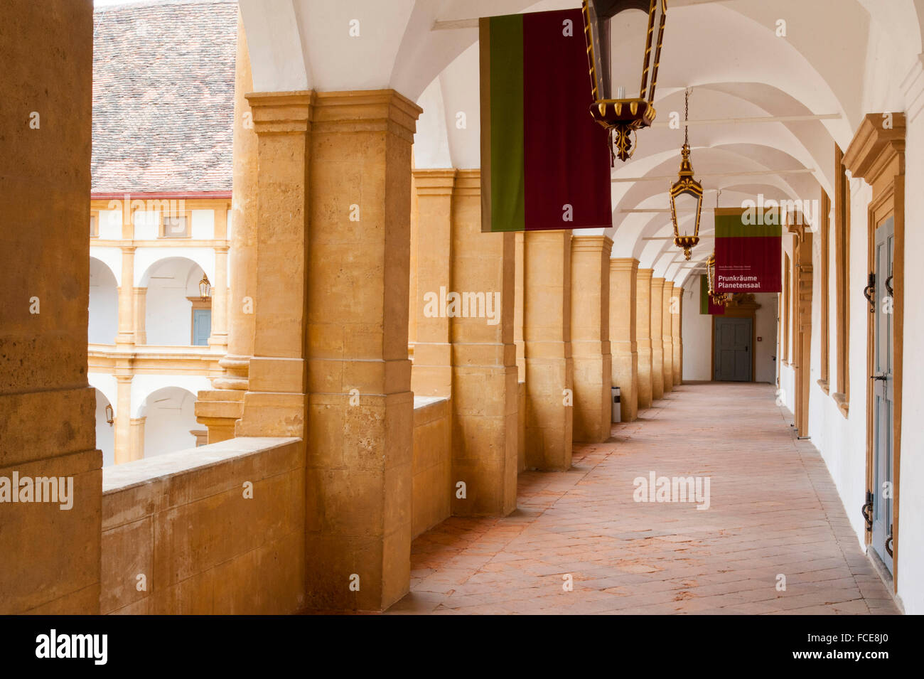 Renaissance court with arcades, UNESCO World Heritage Site city of Graz - Schloss Eggenberg, Styria, Austria Stock Photo
