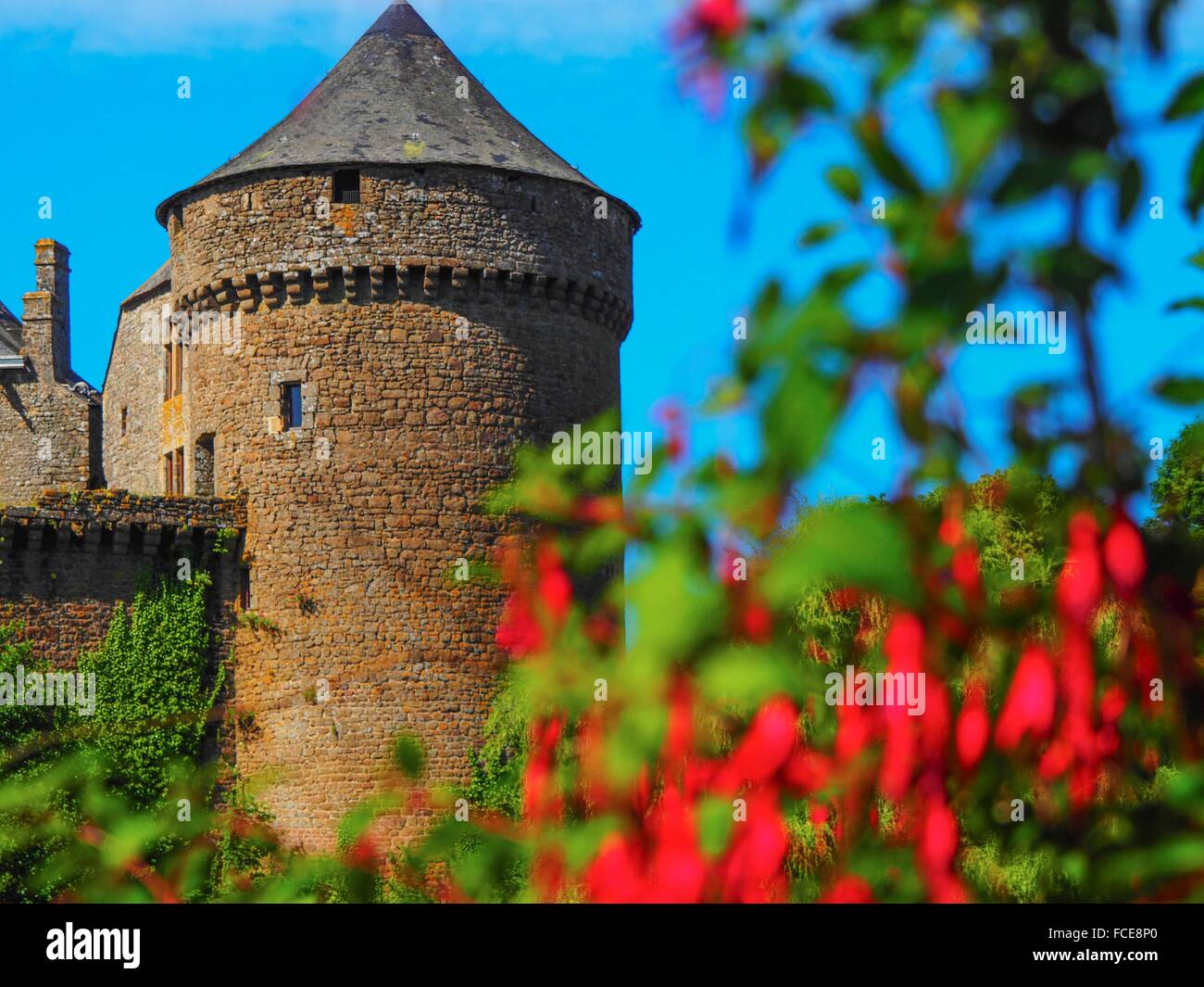 France- Pays de Loire- Mayenne- XII, XIVc. castle of Lassay les Chateaux. Stock Photo