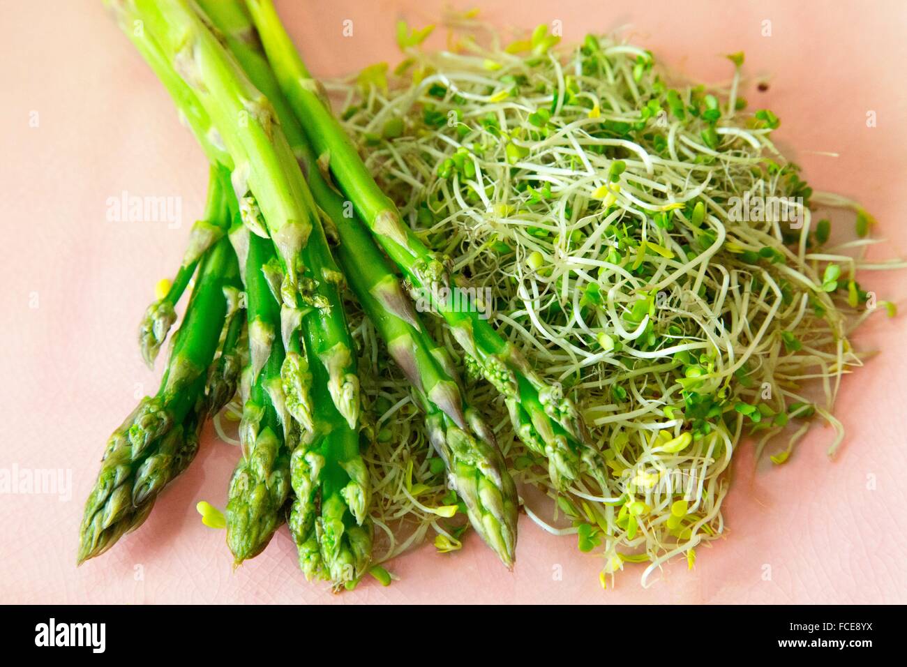 Asparagus, broccoli and alfafa seeds Stock Photo Alamy