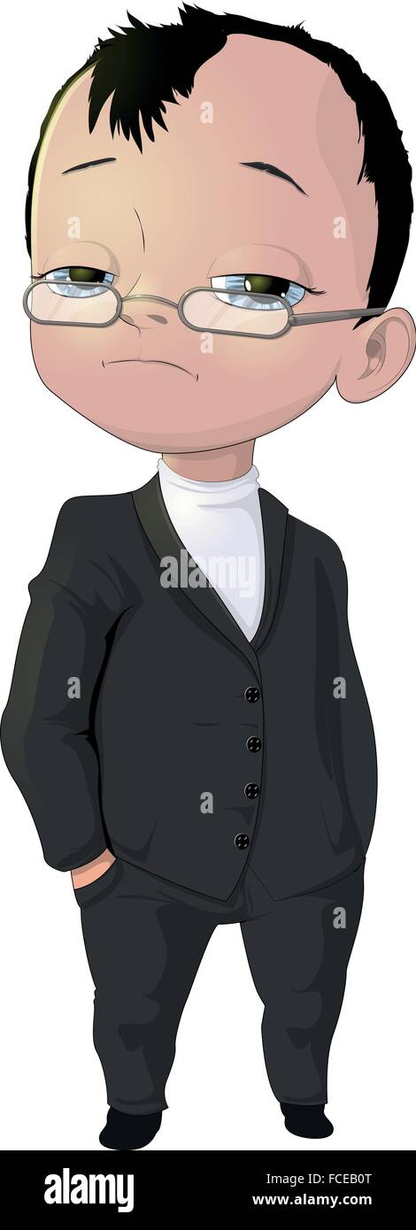 Funny man in a black jacket Stock Vector
