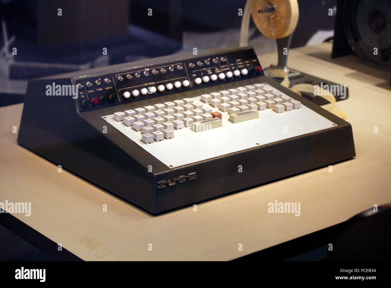 Tastatur eines der ersten Computer ueberhaupt von Konrad Zuse - Deutsches Technikmuseum, Berlin-Kreuzberg . Stock Photo