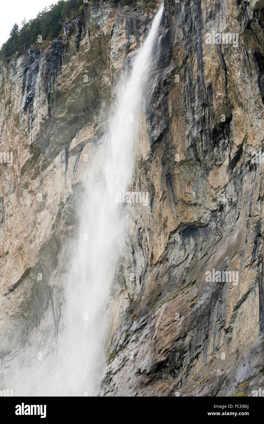 Staubbach Falls, Lauterbrunnen Valley, UNESCO World Heritage Site Swiss Alps Jungfrau-Aletsch, canton Bern, Bernese Oberland, Sw Stock Photo