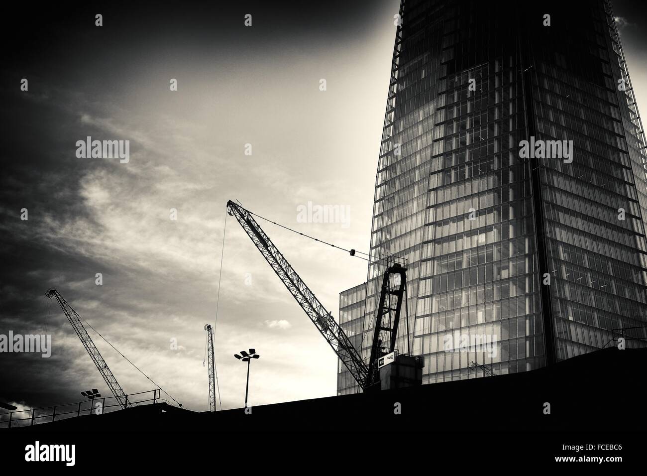 Closeup of a part of the Shard Building, of contemporary architecture