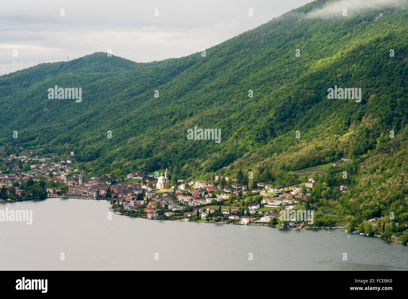 Lake Lugano Overlooking The Monte San Giorgio And Riva San Vitale Stock Photo Alamy