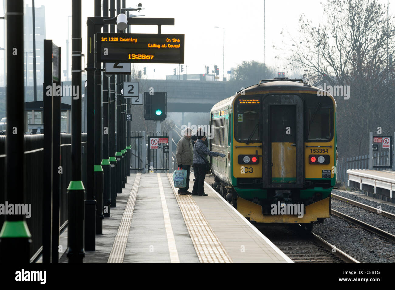 London Midland train at Coventry Arena station, Coventry, UK Stock Photo