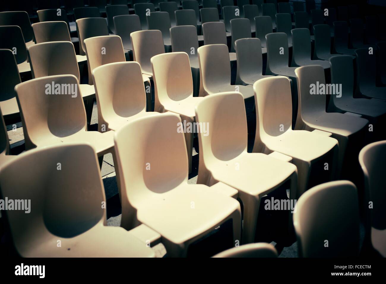 Group of identical chairs set for a public event in Nice, Provence-Alpes-Cote Azur, France, Europe Stock Photo