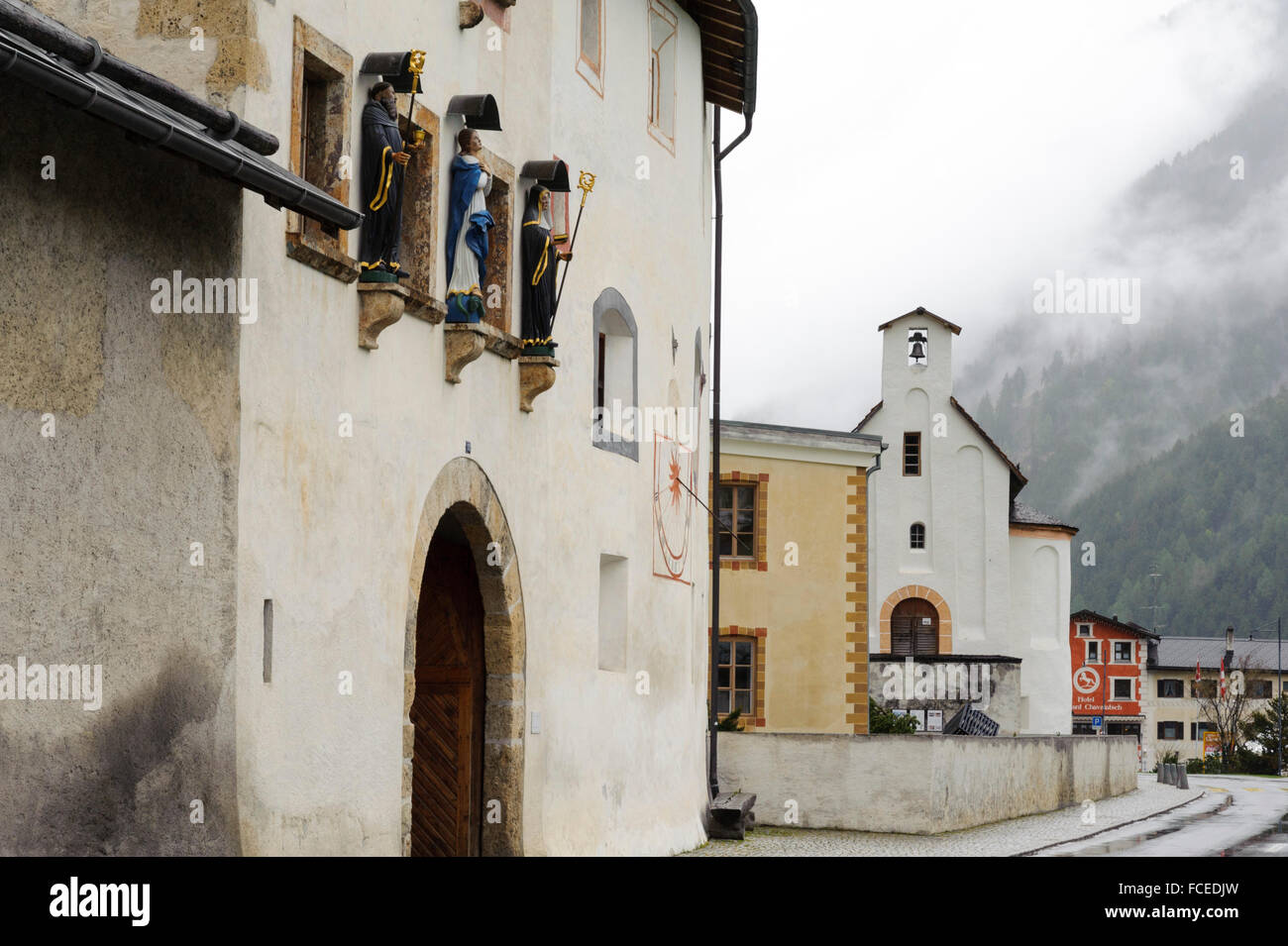 UNESCO World Heritage Site Benedictine Convent of Saint John in Müstair, Canton Grisons, Switzerland Stock Photo