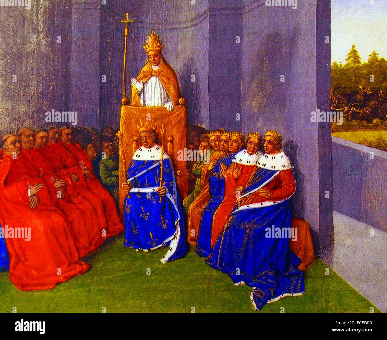 Pope Urban II preaching the Crusades, miniature by Jean Fouquet from the Grandes  Chroniques de France (1455-1460). Jean Fouquet Stock Photo - Alamy