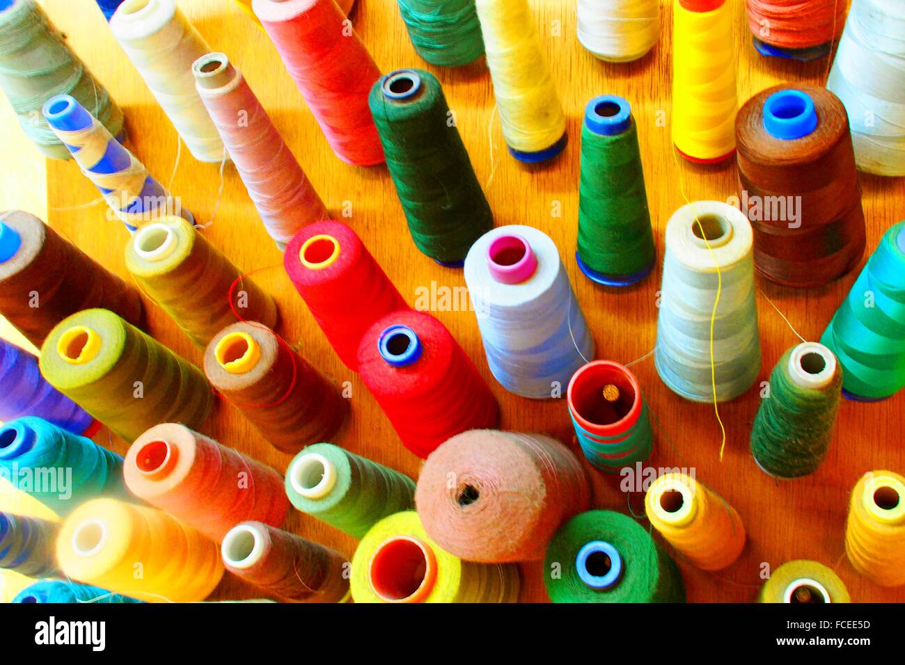 Colored sewing threads Stock Photo