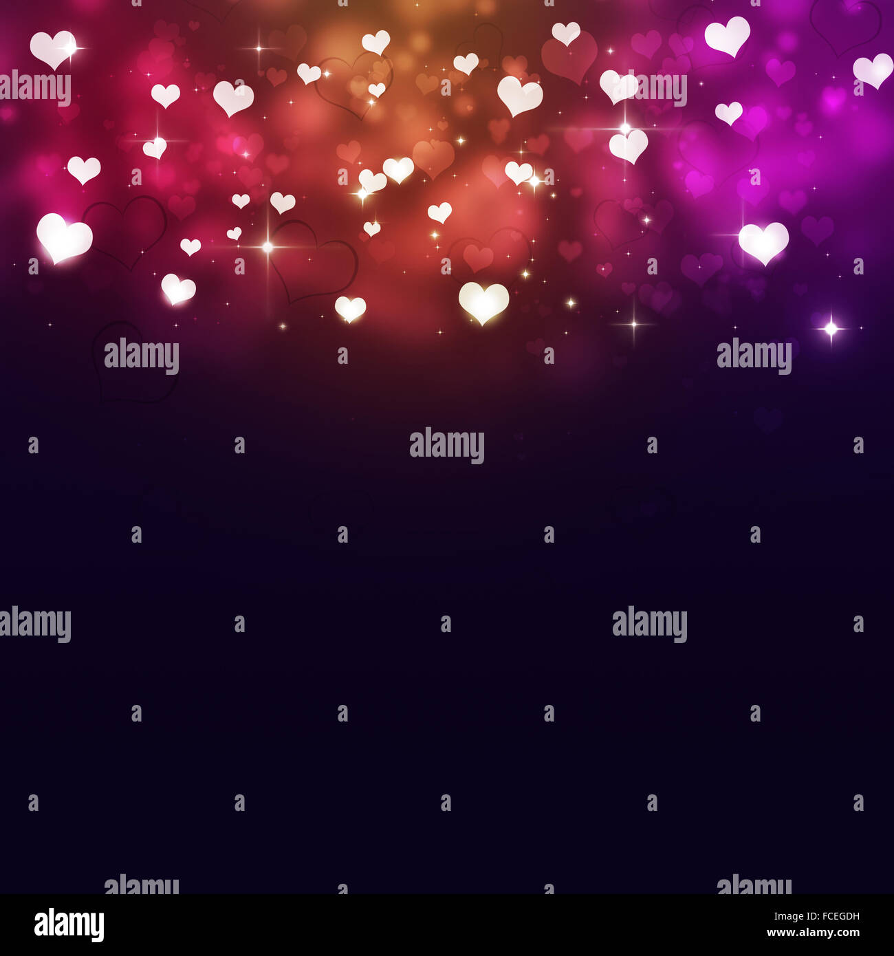 abstract valentine magic white hearts on multicolor background Stock Photo