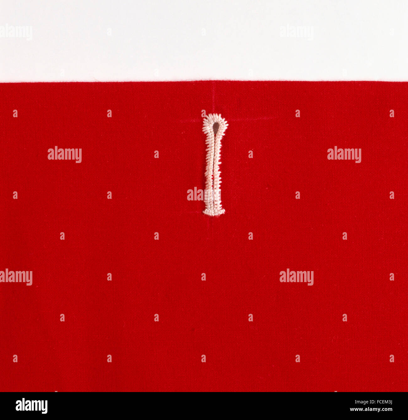 Handsewn button hole, closeup Stock Photo Alamy