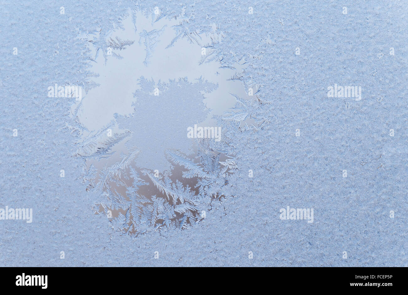 close up of frost on window Stock Photo