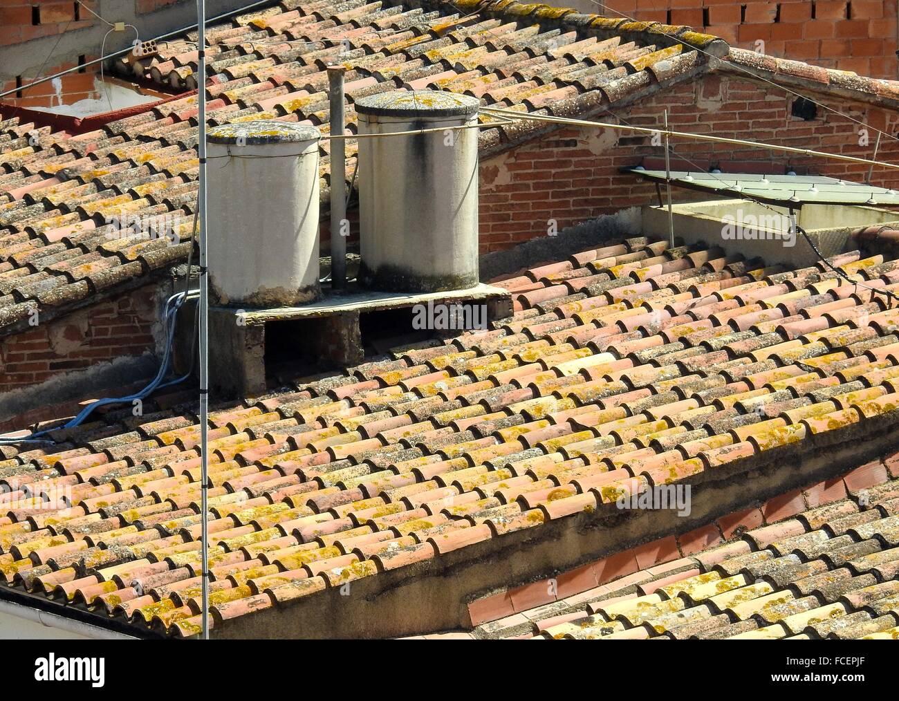 Water tanks on roof. El Masnou, Barcelona prov. Spain Stock Photo Alamy