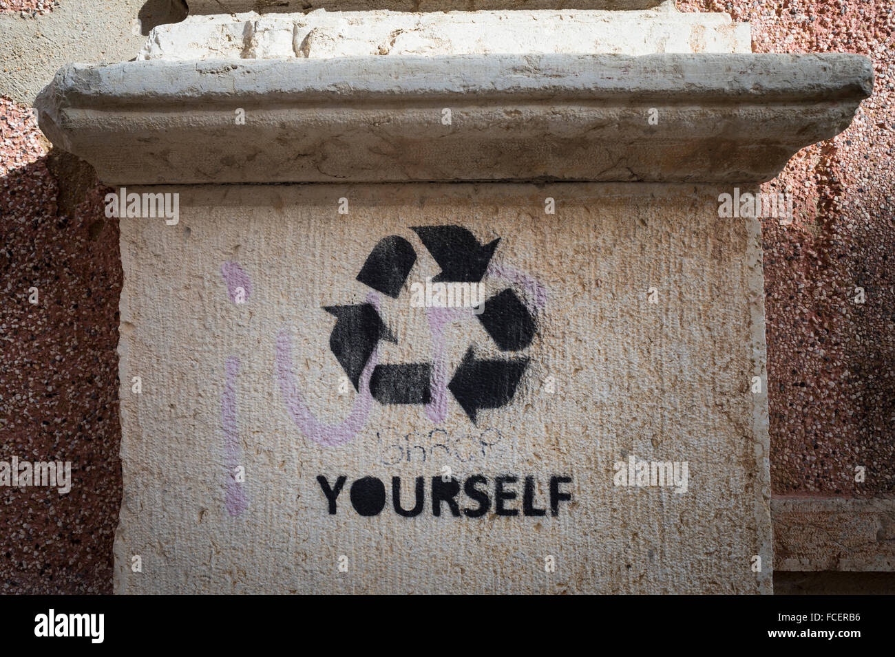 recycle yourself street art Stock Photo