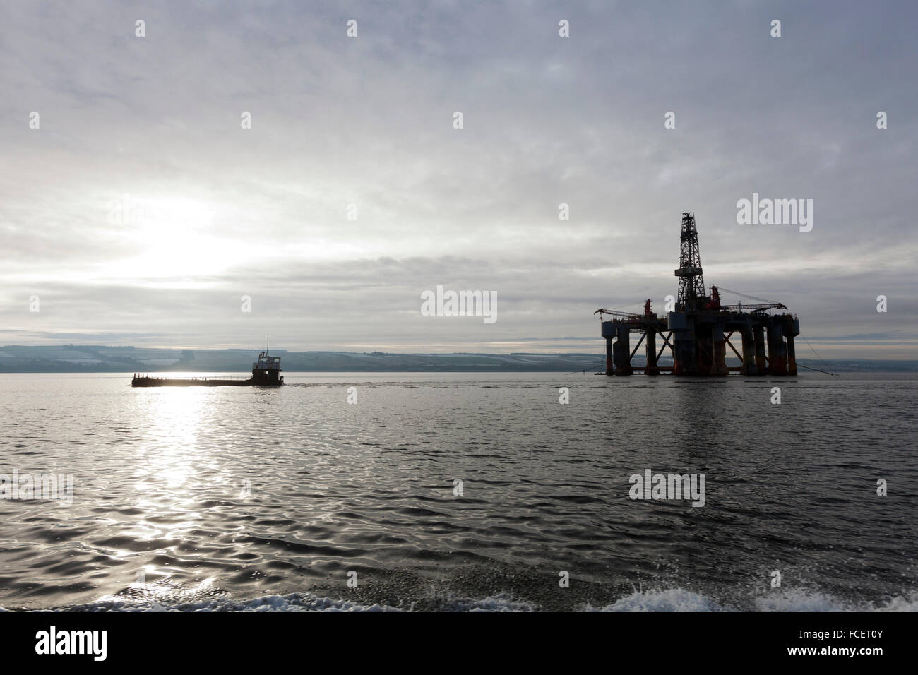 Oil rigs in the Cromarty Firth, Scotland Stock Photo