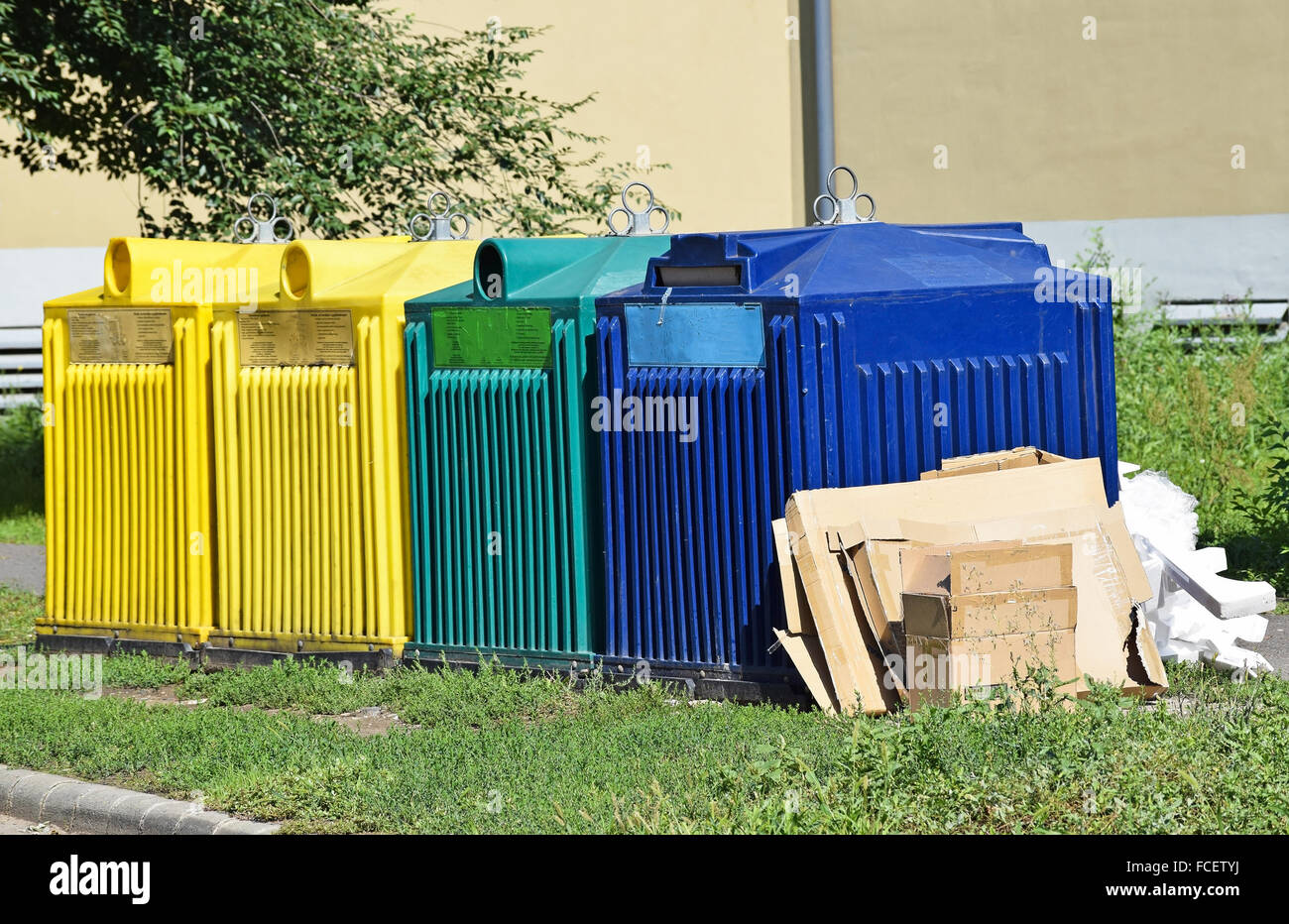 Garbage cans on the street Stock Photo Alamy