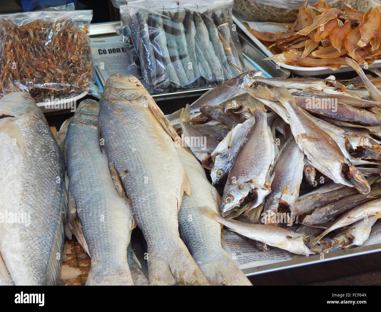 Fish and dried seafood at the Binh Tay Market in Saigon in Ho Chi Minh