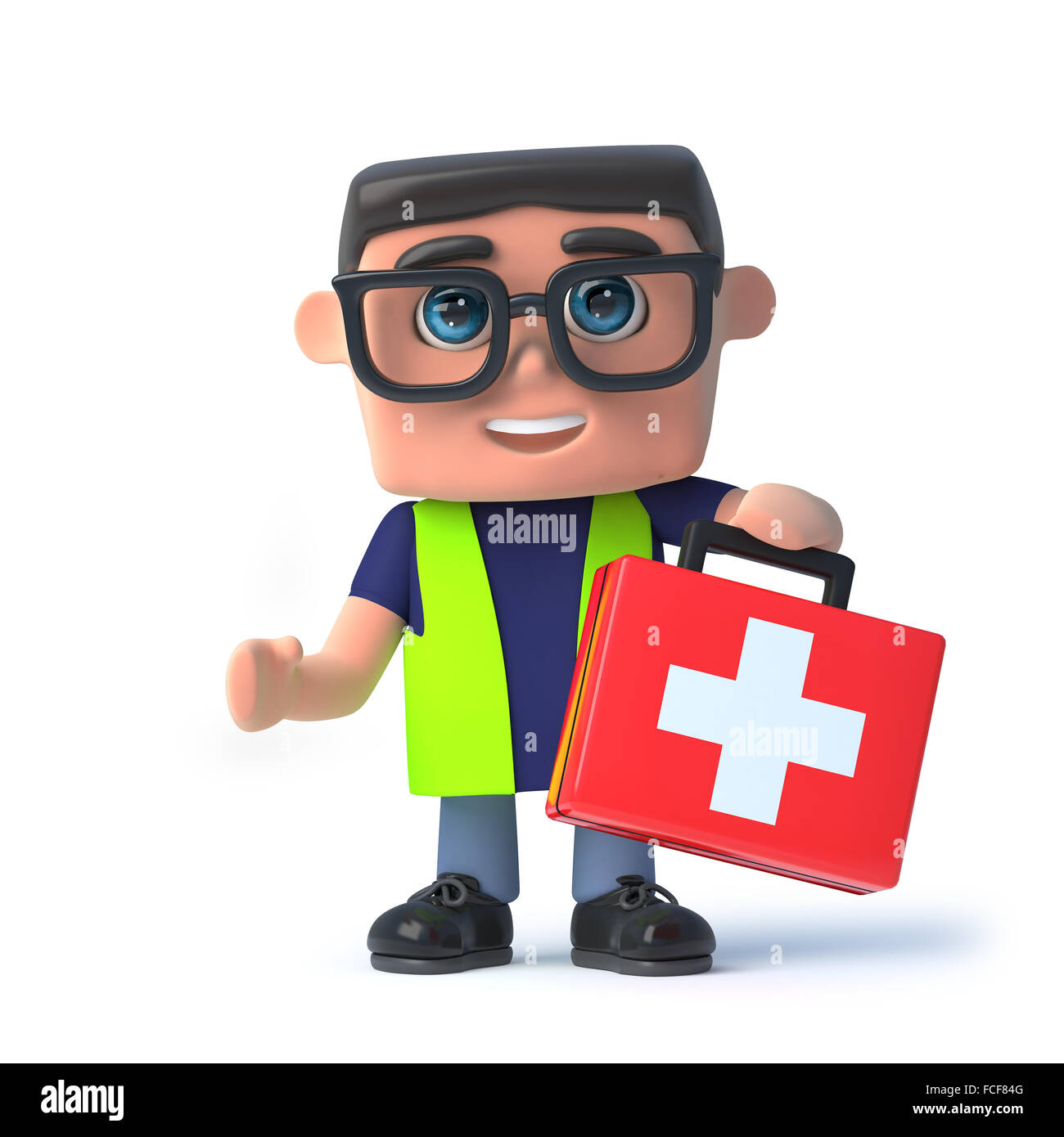 3d render of a health and safety officer holding a first aid kit Stock Photo Alamy