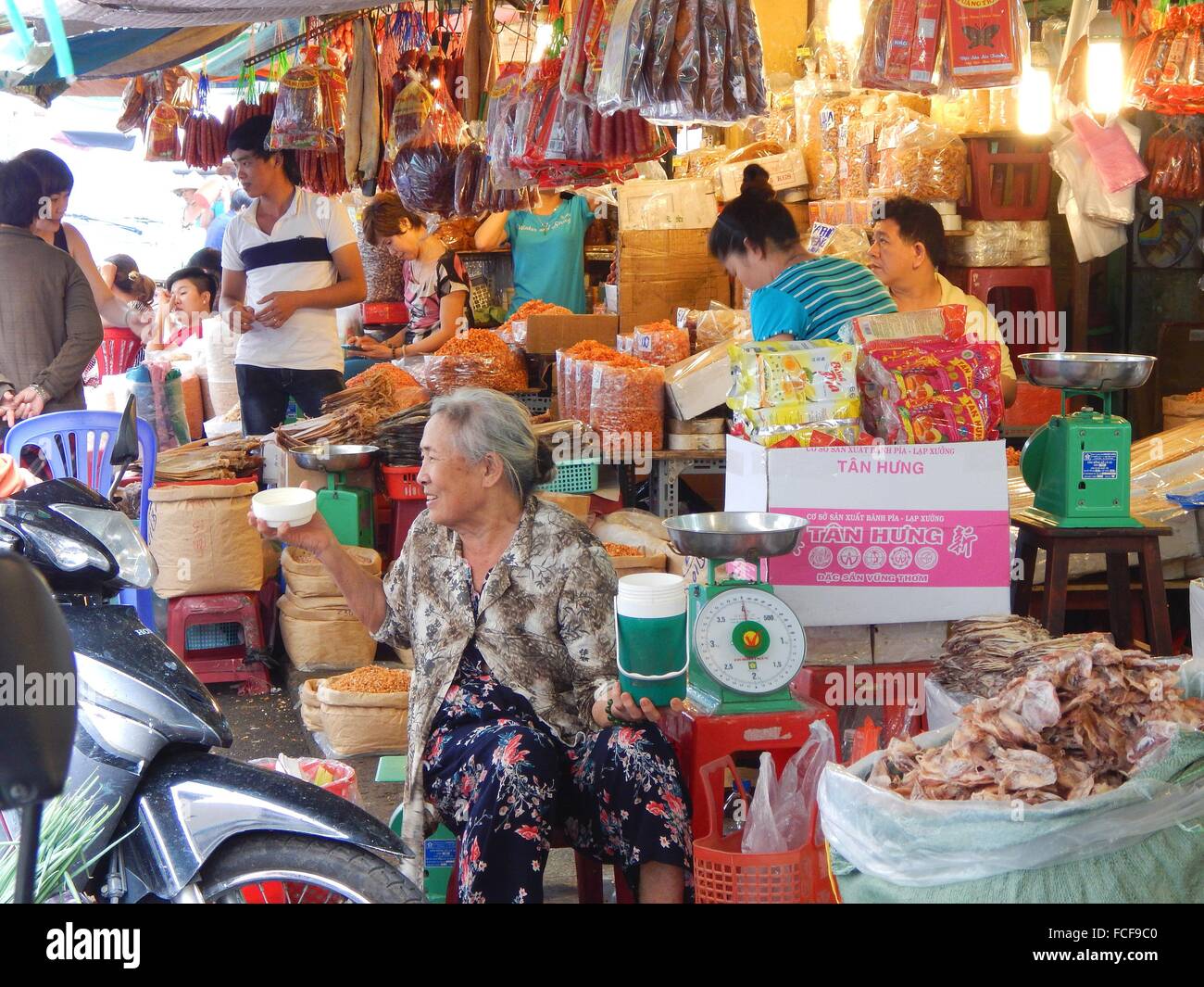 Fish, prawn and dried seafood at the Binh Tay Market in Saigon in Ho