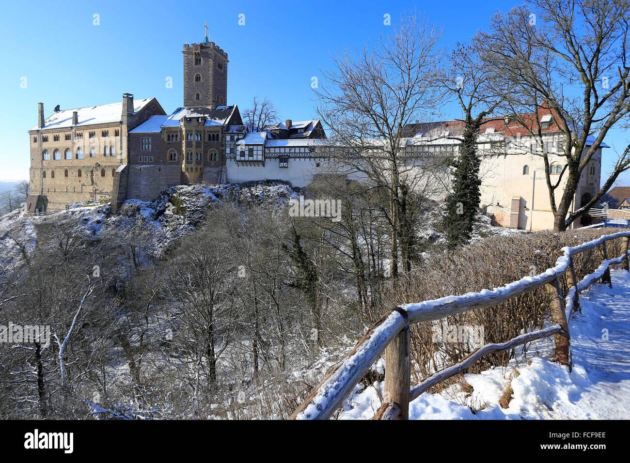 The Wartburg in Eisenach was founded around 1067. Since 1999 it is a World Heritage Site. The Wartburg became famous through the Thuringian countess Elisabeth and Martin Luther. Date: January 19, 2016 Stock Photo