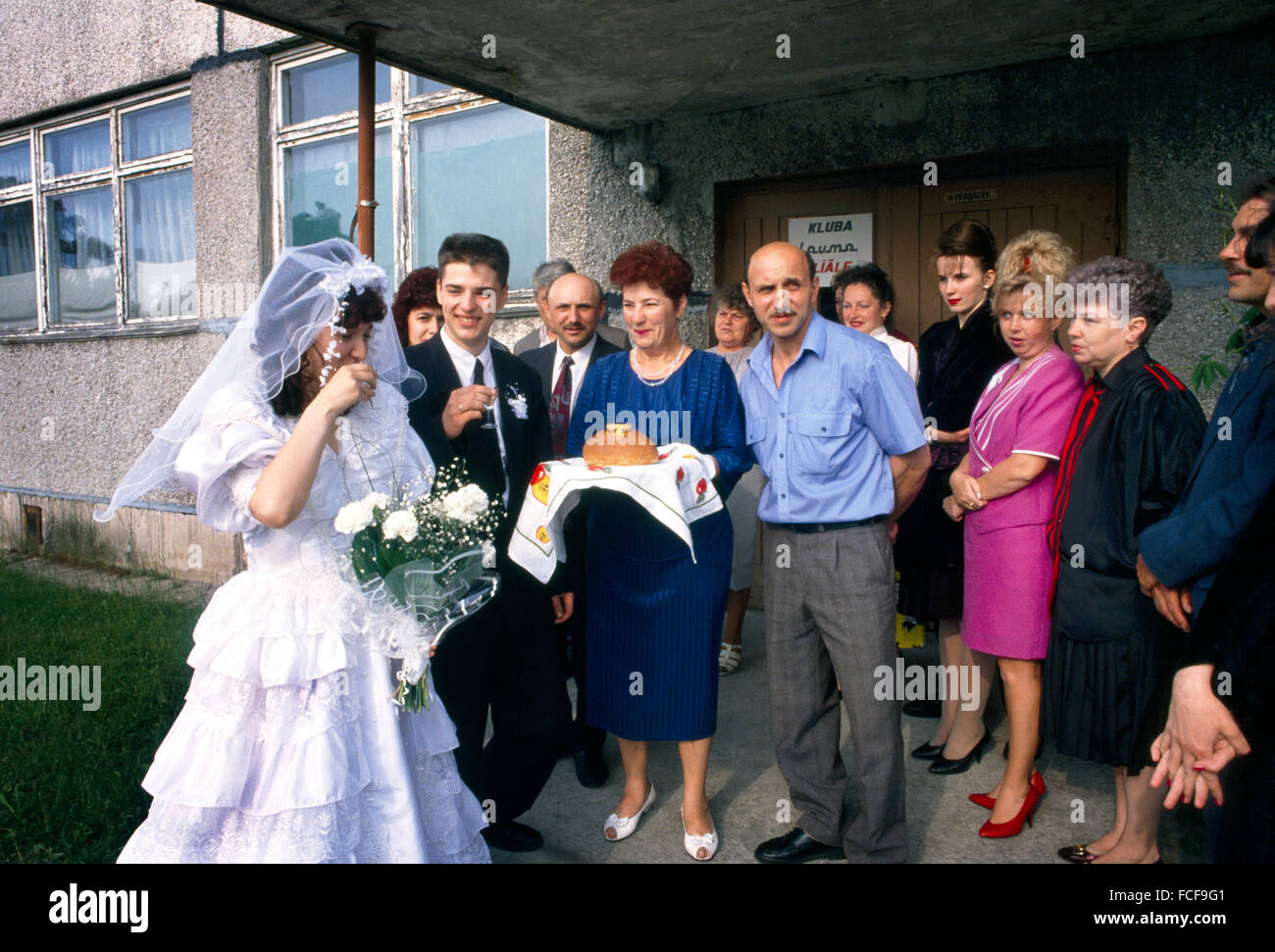 Liepaya Latvia Wedding Parent Wait For Bride Groom With Bread