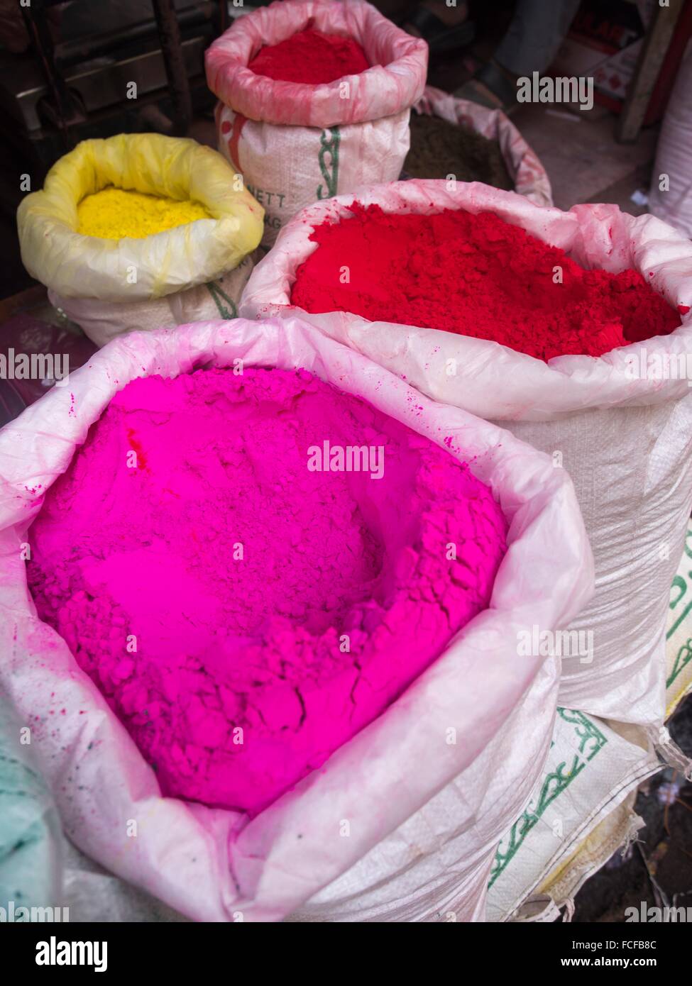 Holi powder paint for sale, the festival of colors, Varanasi, Uttar