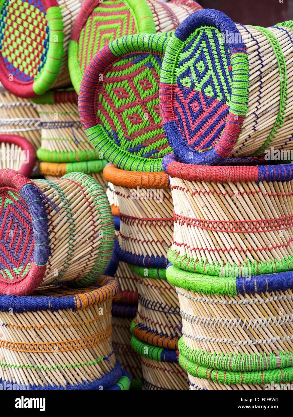 Stack of wicker stool in Jaipur, Rajasthan, India Stock Photo Alamy