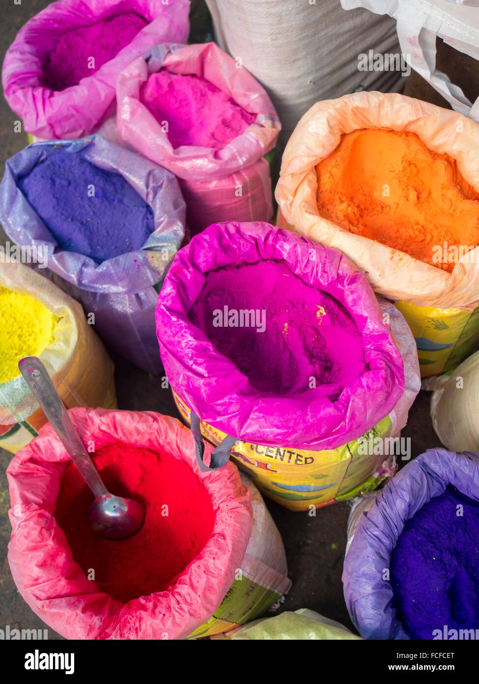 Holi powder paint for sale, the festival of colors, Udaipur, Rajasthan