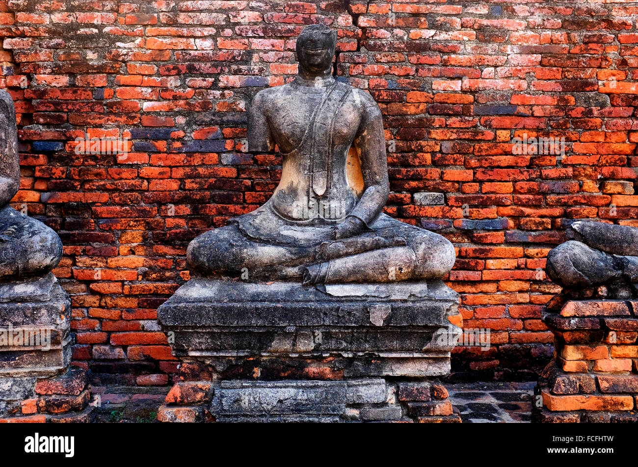 Broken Buddha in Wat Chaiwatthanaram, Ayutthaya, Thailand Stock Photo