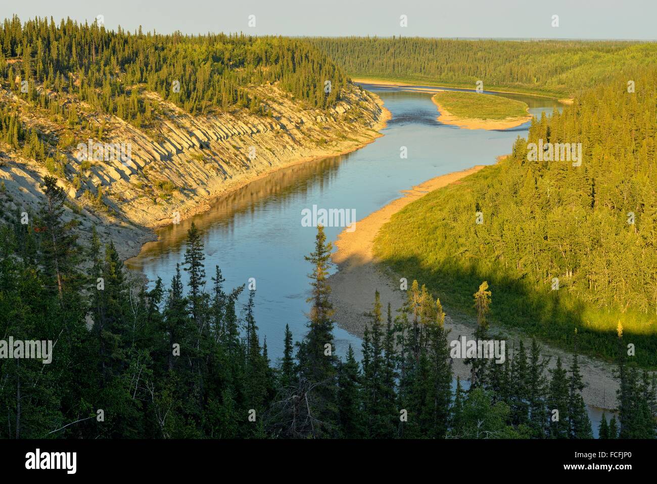 Overlooking the Hay River, Enterprise, Northwest Territories, Canada. Stock Photo