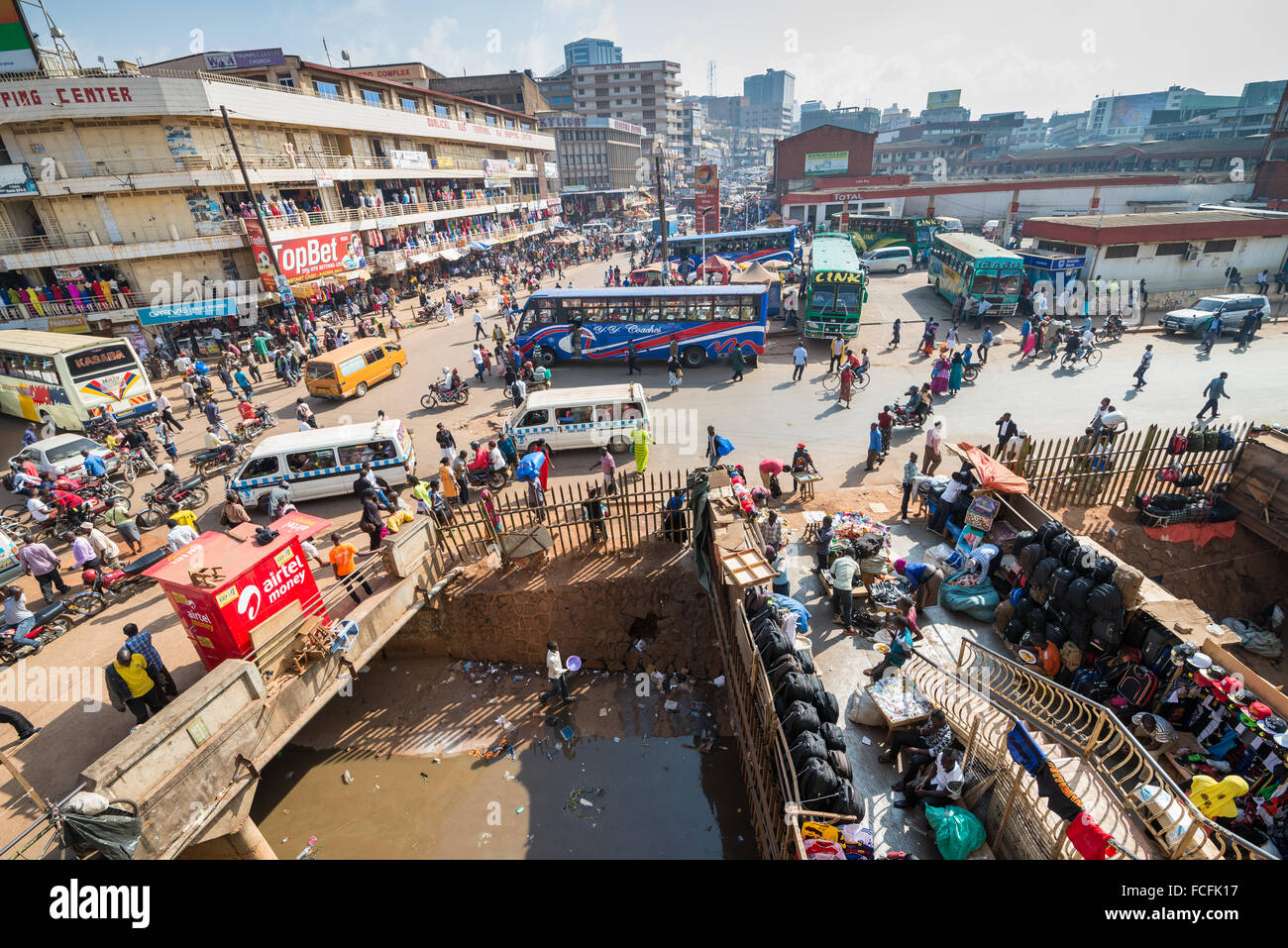 View of Hoima Road on a typically busy day, Kampala, Uganda, Africa