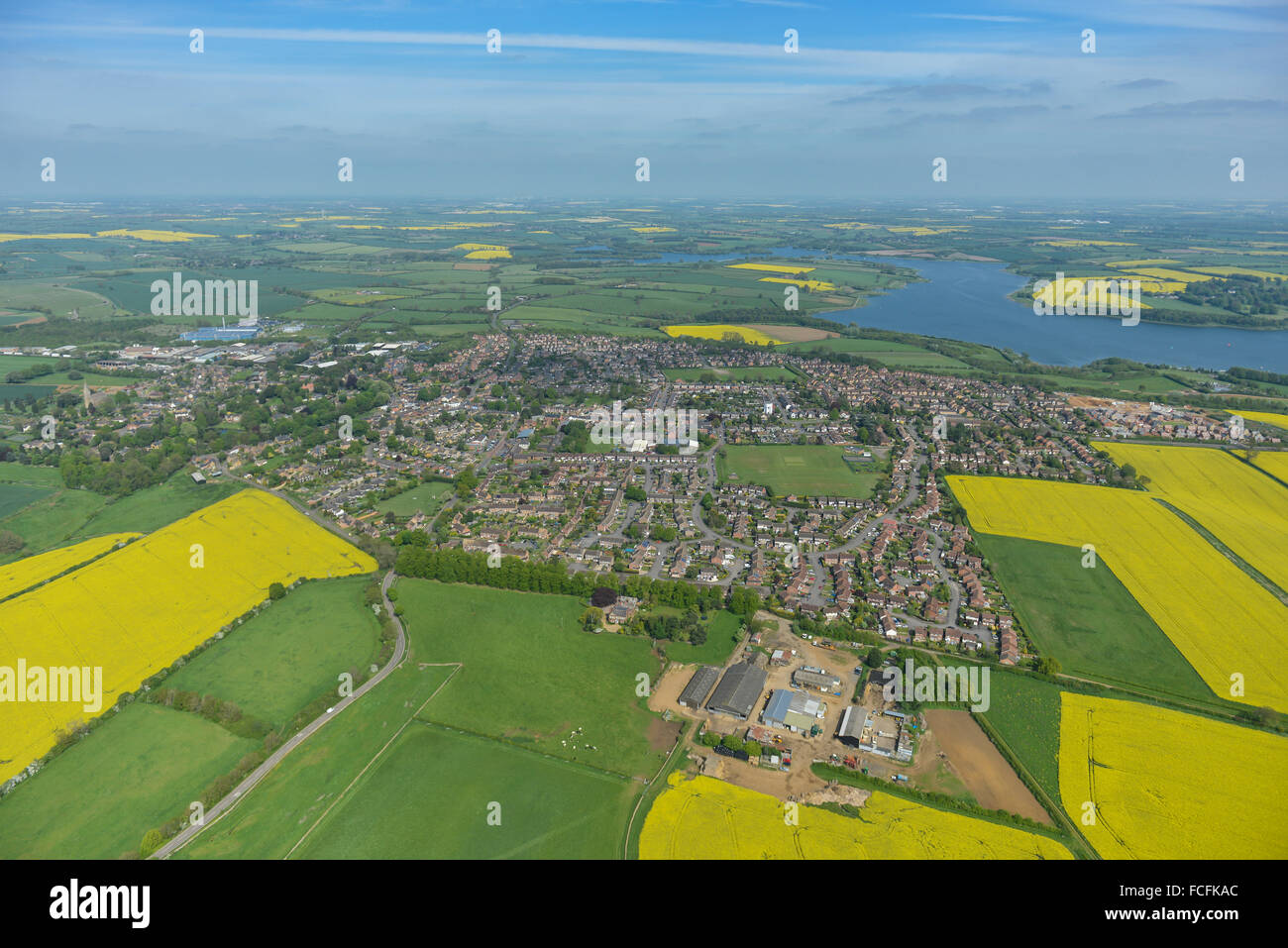 An aerial view of the Northamptonshire village of Brixworth Stock Photo