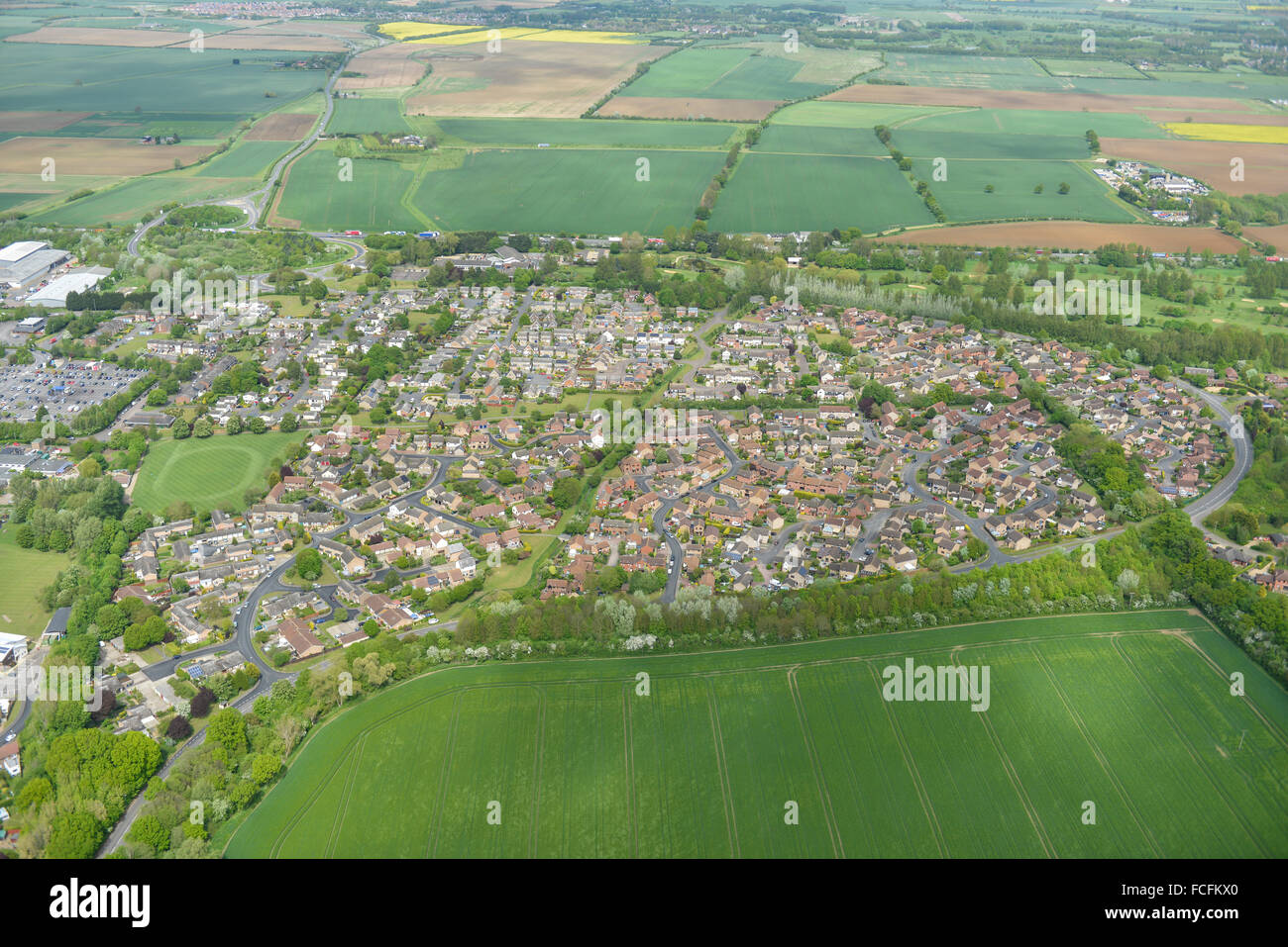 An aerial view of Bar Hill, near Cambridge Stock Photo