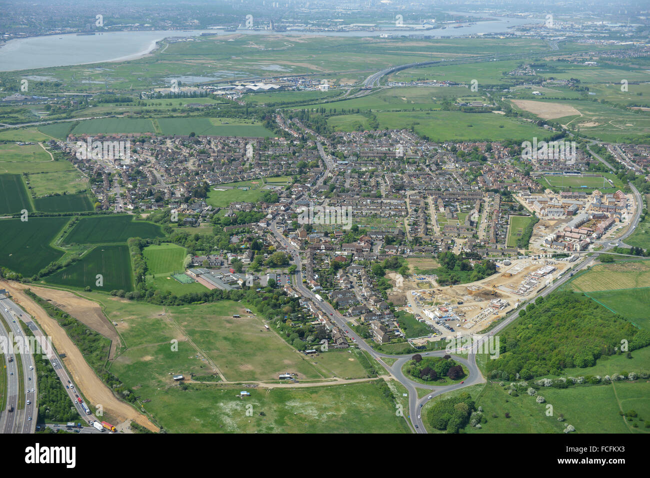 An aerial view of the Essex town of Aveley Stock Photo