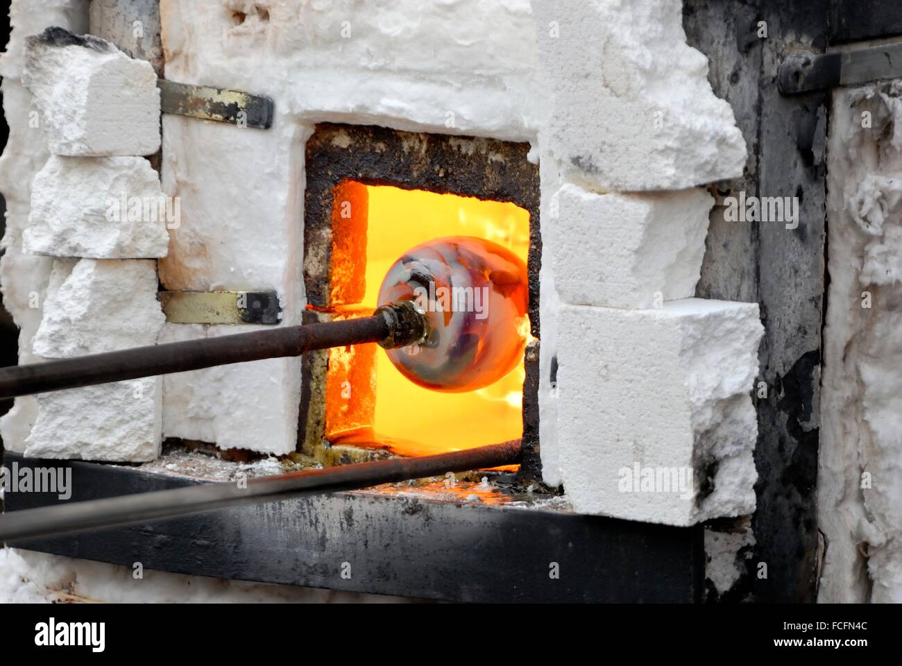 Way to heat the glass to work it Stock Photo