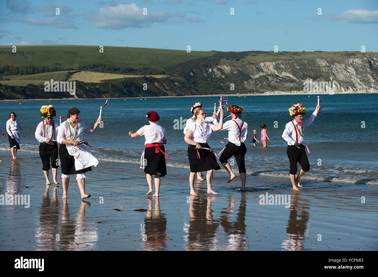 The Swanage Folk festival in Dorset is a weekend of various kinds of morris dancing and folk music. Stock Photo