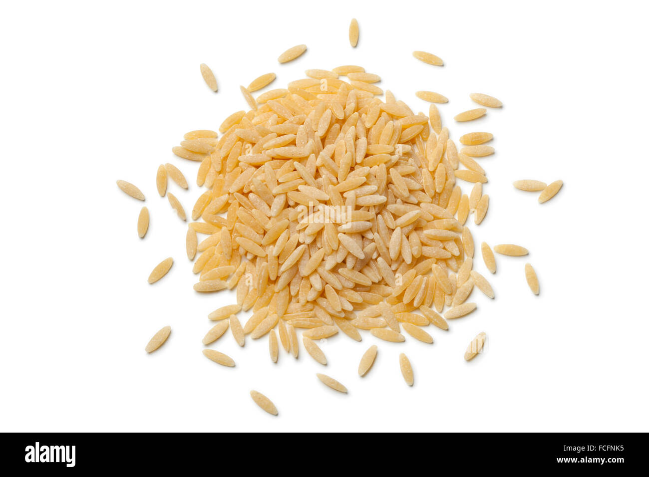 Heap of raw orzo pasta on white background Stock Photo Alamy