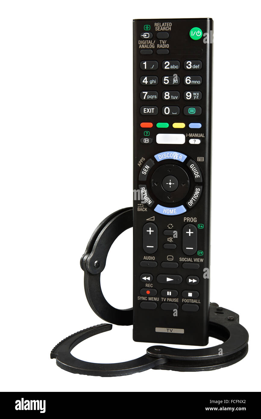 Remote control smart TV isolated on a white background Stock Photo