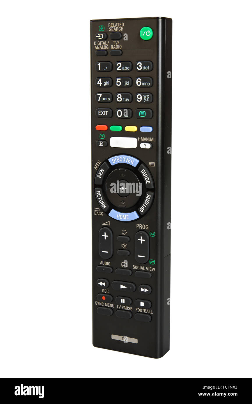 Remote control smart TV isolated on a white background Stock Photo