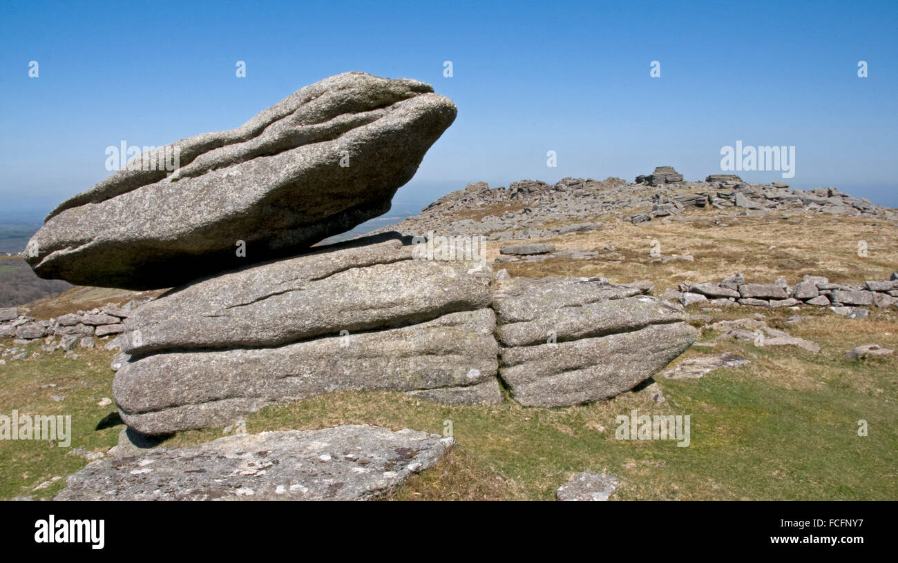 On Belstone Tor, Dartmoor, looking north Stock Photo