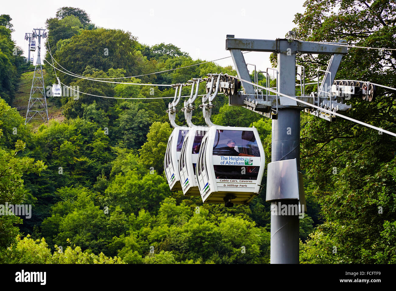 Cable car at the Heights of Abraham, Matlock Bath, Derbyshire, England, UK. Stock Photo