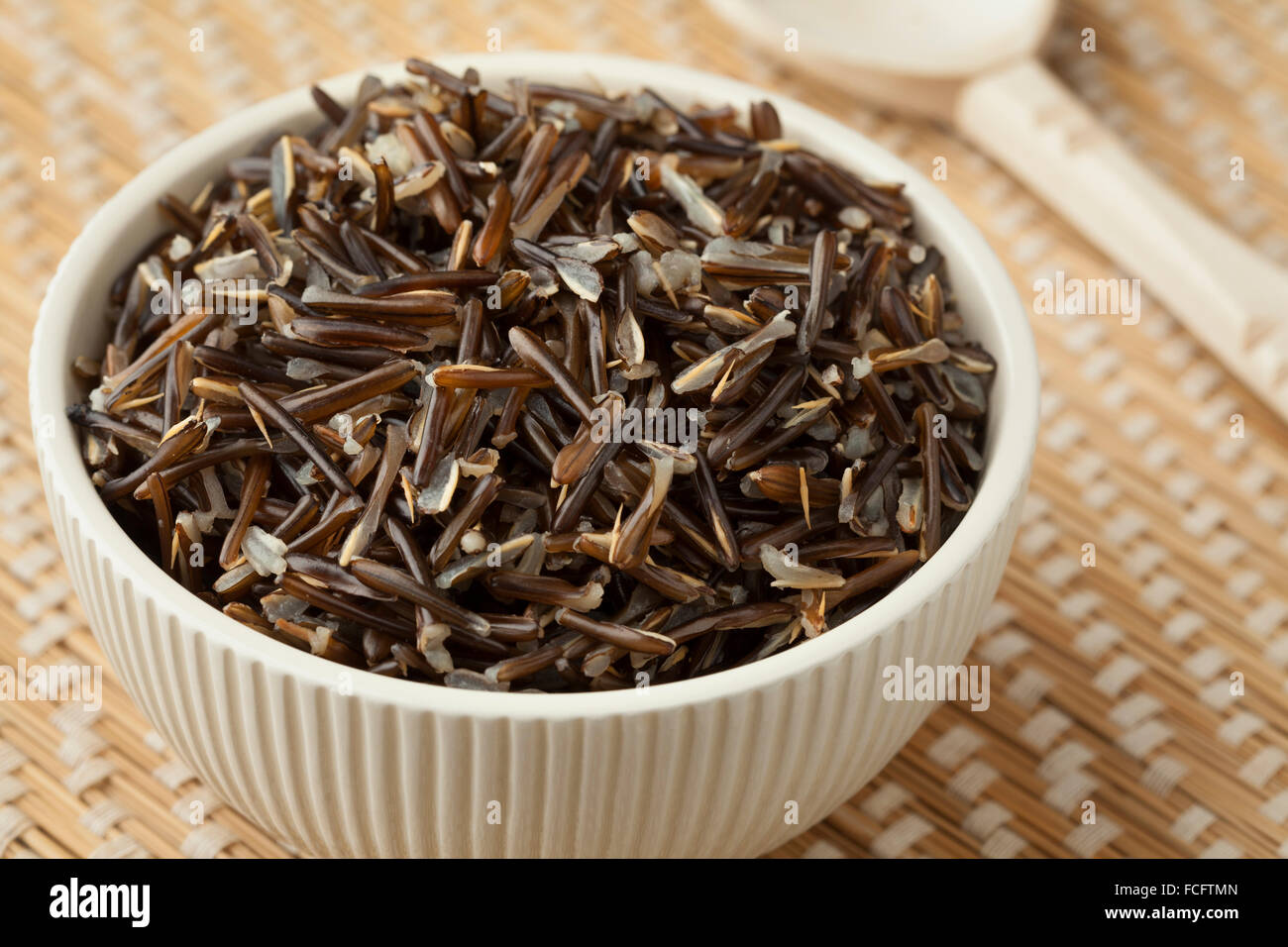 Bowl with cooked black wild rice Stock Photo Alamy