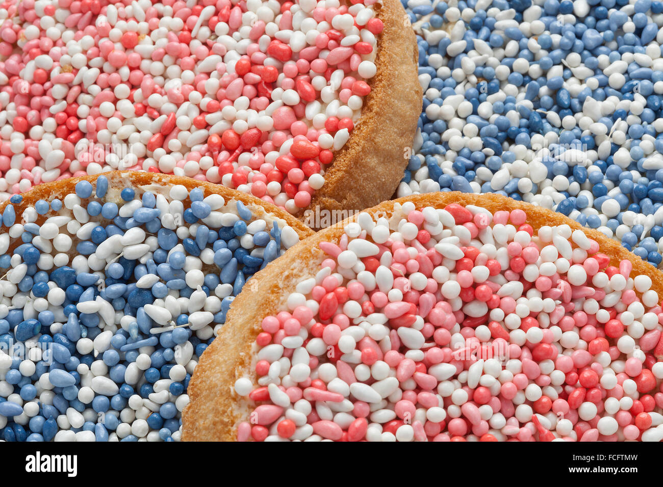 'Beschuit met muisjes, a traditional treat to celebrate the birth of a child in The Netherlands. Stock Photo
