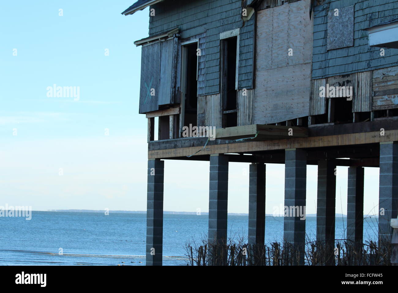 Remains of storm Irene - Houses still being renovated to new codes Stock Photo