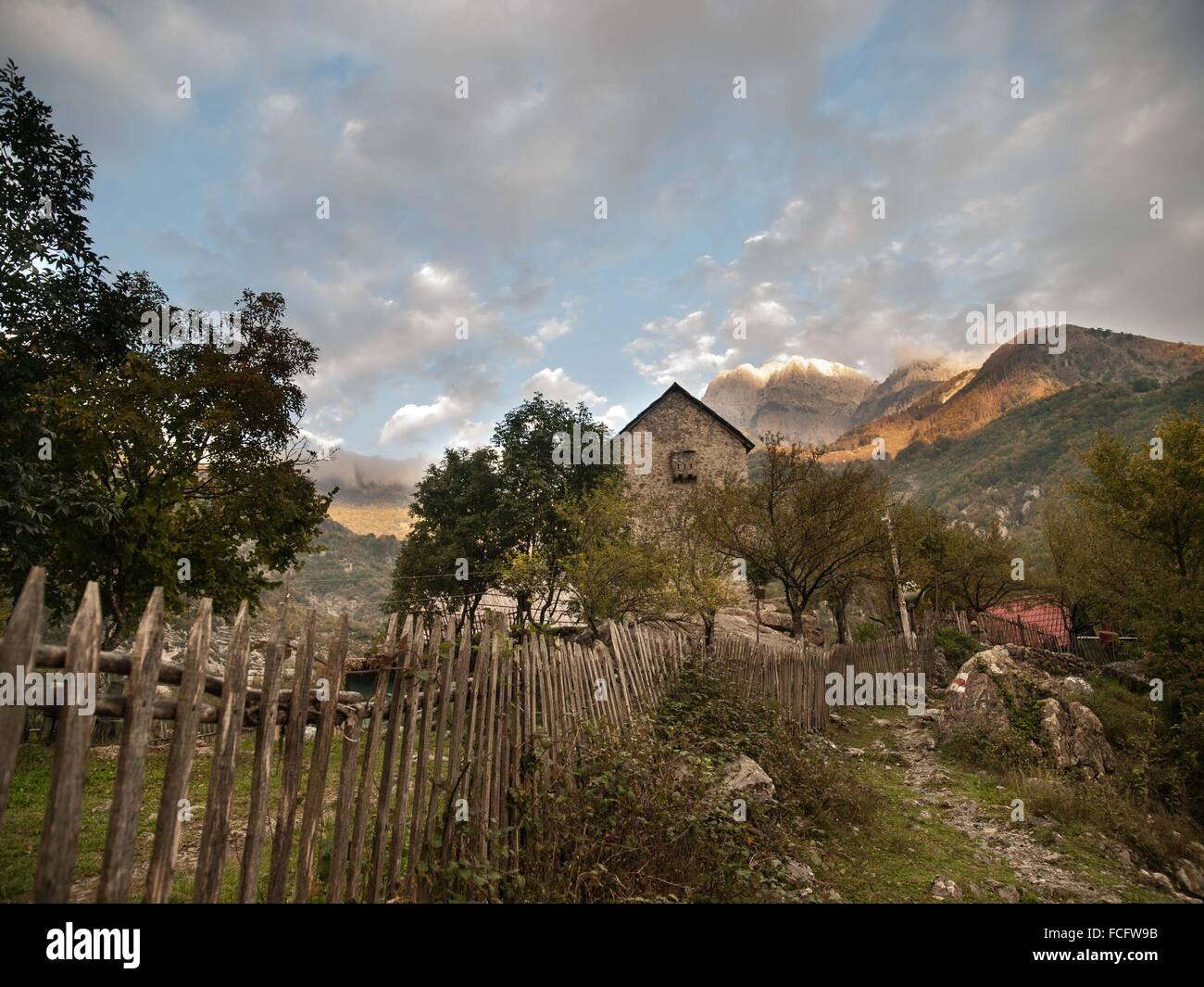 Tall stone house in Theth, Albania, Europe Stock Photo Alamy
