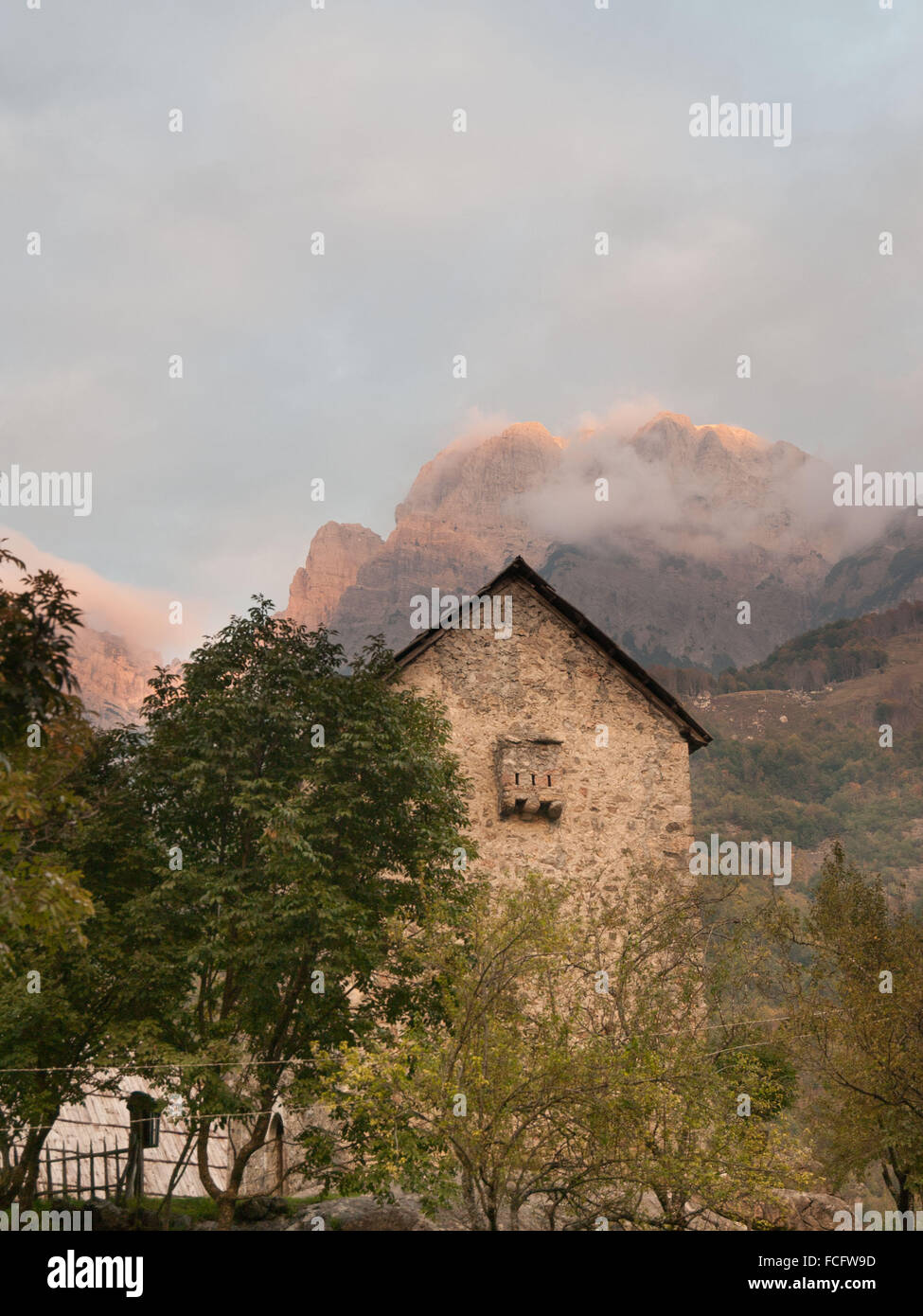 Tall stone house in Theth, Albania, Europe Stock Photo Alamy